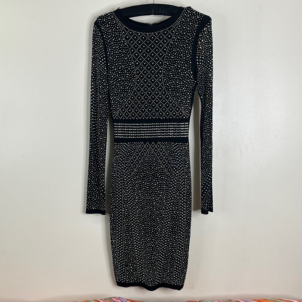 long sleeve sequins beaded dress form fit in great for night out dancing